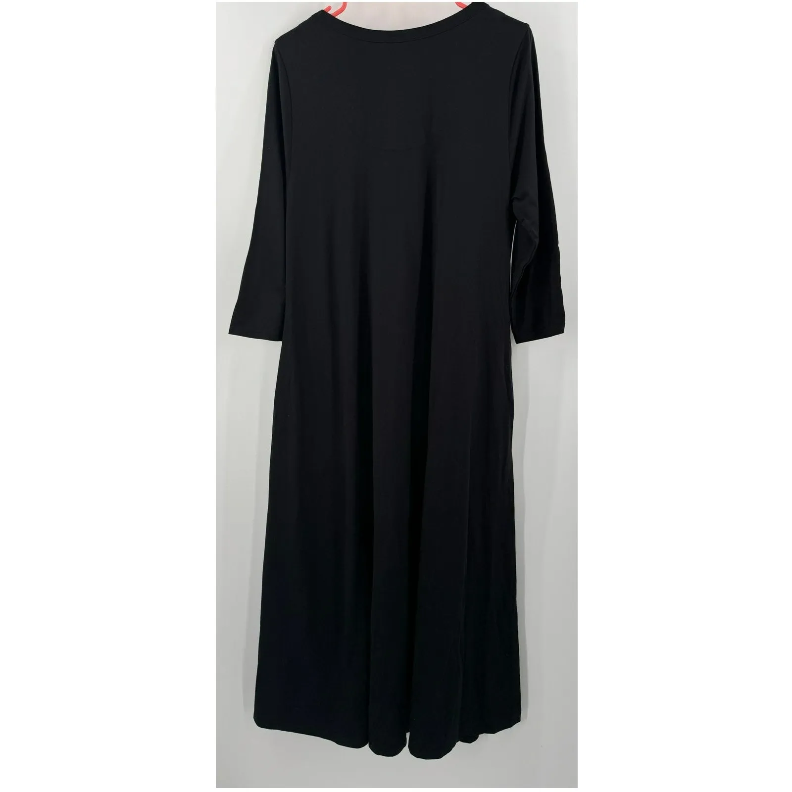 Soft Surroundings Santiago Dress SZ Large 2GN70 Blk Cotton Modal Maxi 3/4 Sleeve - Image 16