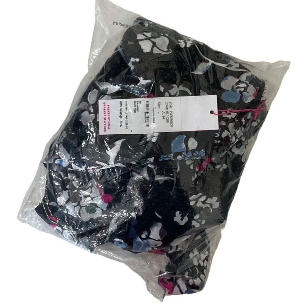 Parker Britta Long Sleeve Wrap Front Tie Blouse in Black Large New Womens Floral - Image 9