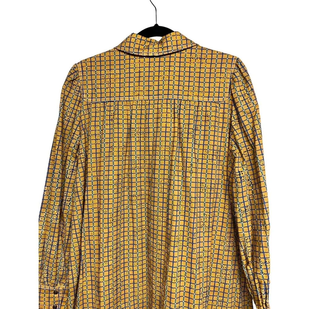 Tory Burch Broderie Anglaise Printed Artist Dress Yellow Women’s Size 12 - Image 4