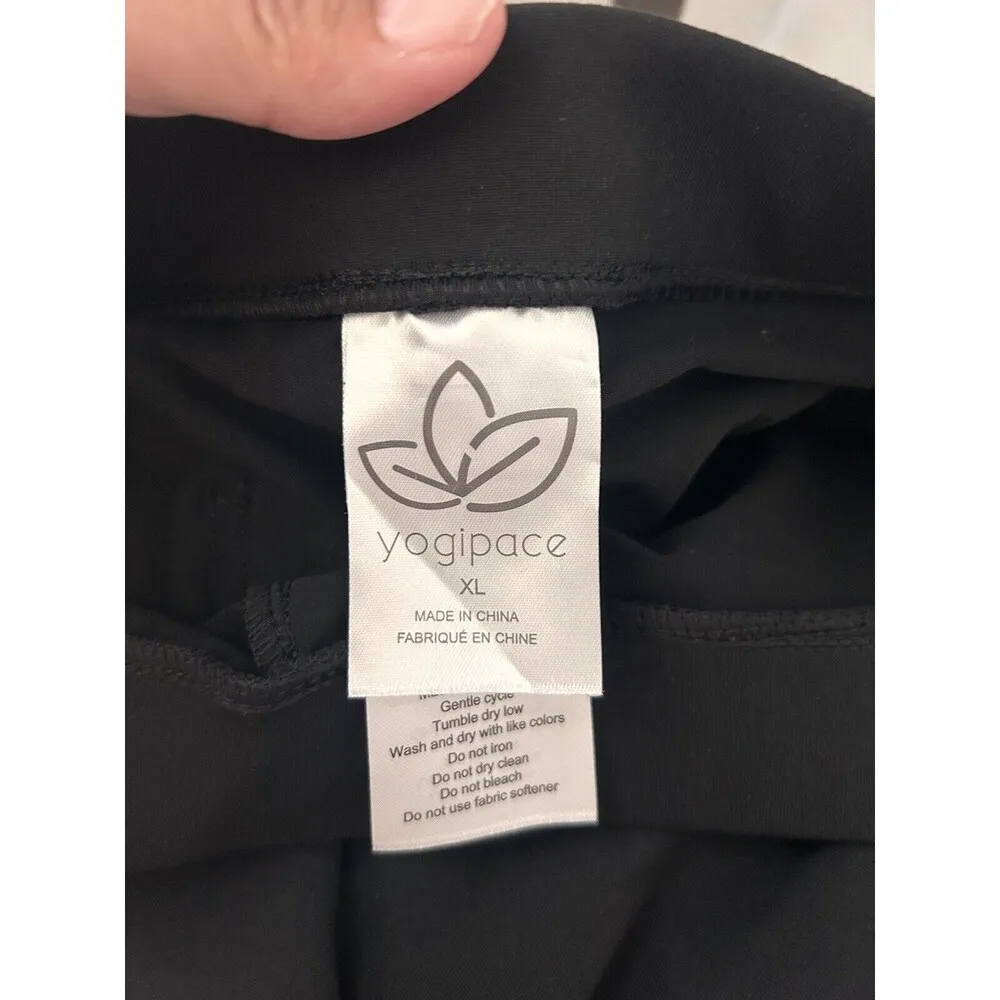 Yogipace Women Dress Yoga Pants Black Stretchy Sz XL Reg pocket button pull on - Image 2