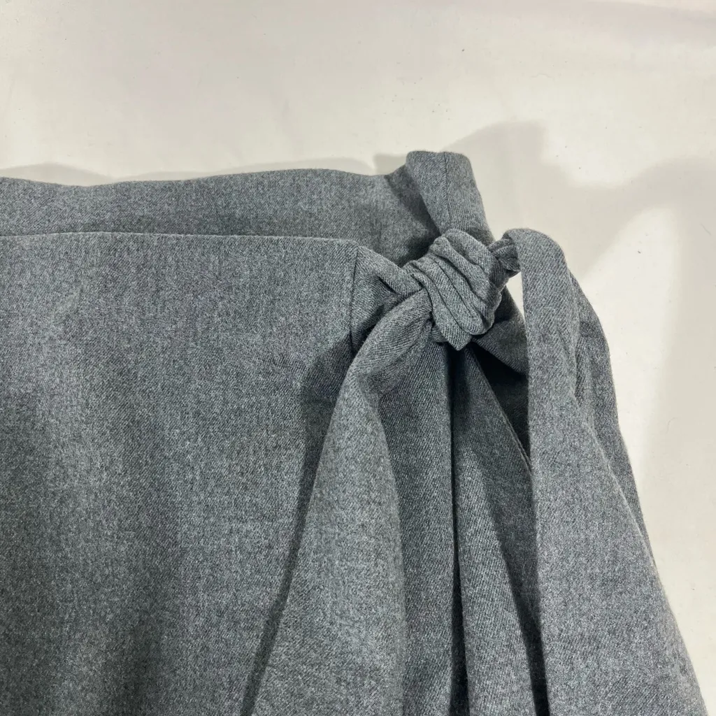 BANANA REPUBLIC FLANNEL WRAP STYLE SKIRT W/SIDE KNOT TIE 14 BACK ZIP GRAY NEW - Image 3