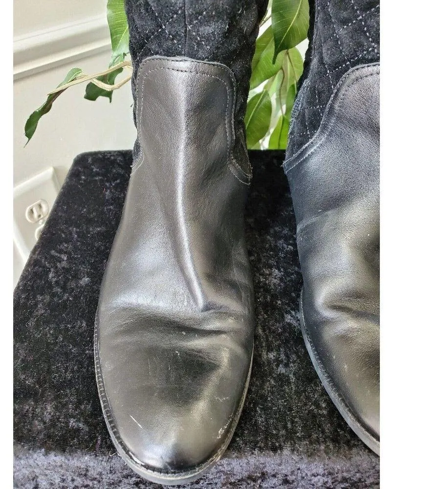 Diego di Lucca Women's Black Leather Upper Round Toe Knee High Boots Size 8 M - Image 5