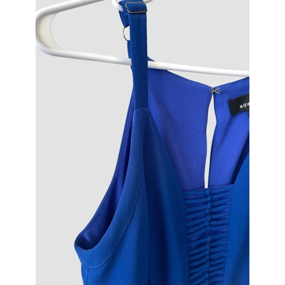 Adelyn Rae Straight Leg Jumpsuit Sz SM Cobalt Blue Cocktail Knot Front V Neck - Image 7