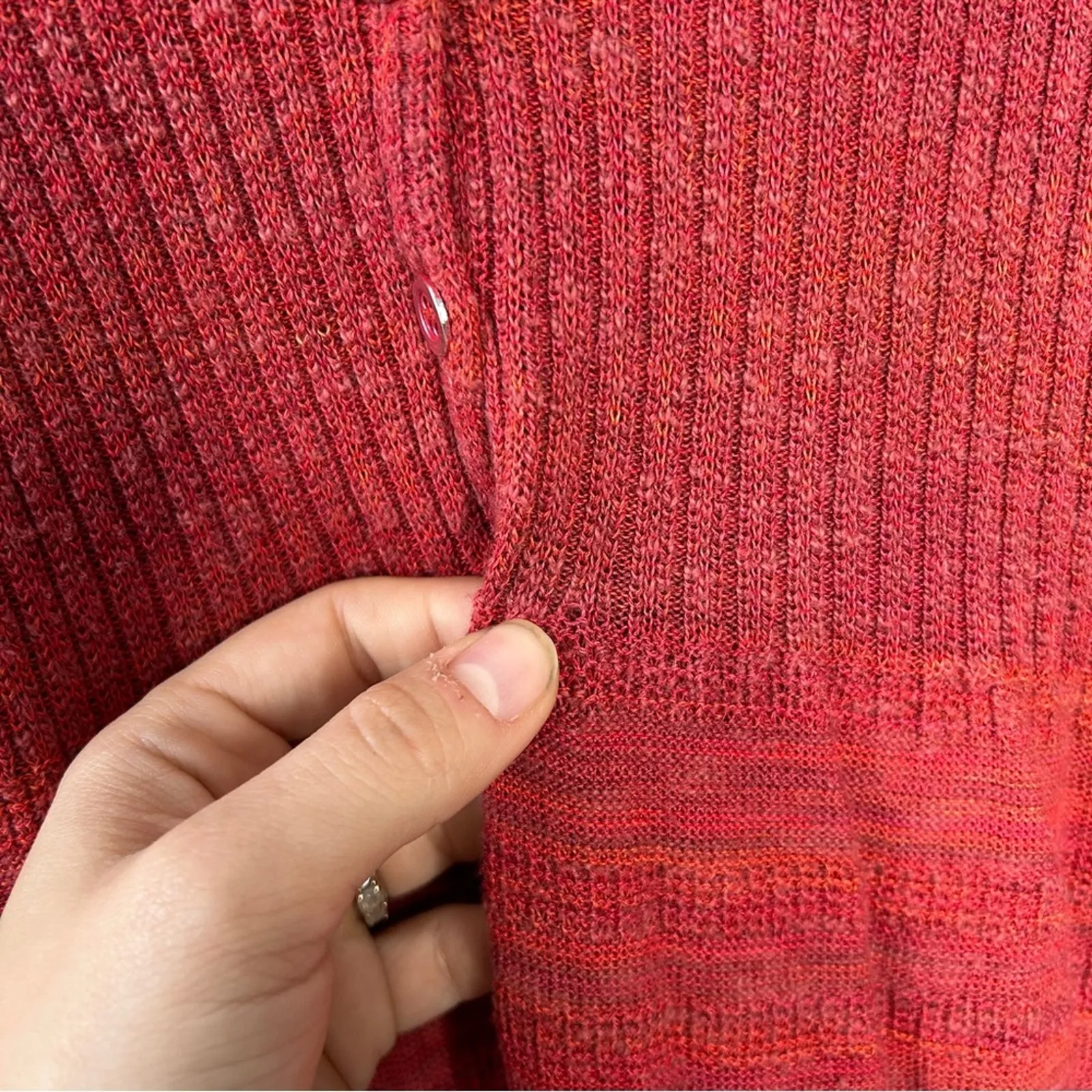 FREE PEOPLE Sweater Dress Size Medium Red Knit Ruffles Boho Indie Fall Country - Image 9