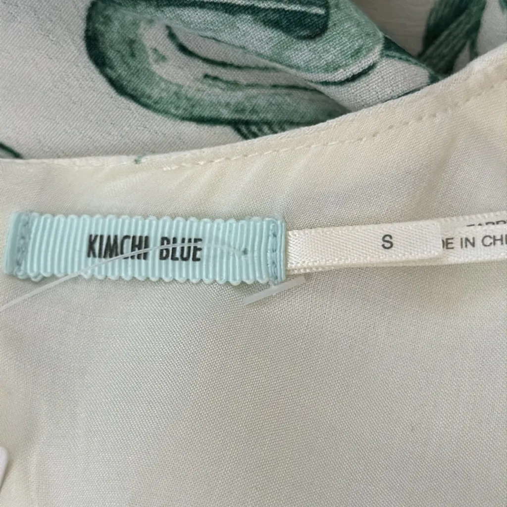 NWT Urban Outfitters Kimchi Blue Off White & Green Birds Of Paradise Mini Dress - Image 5