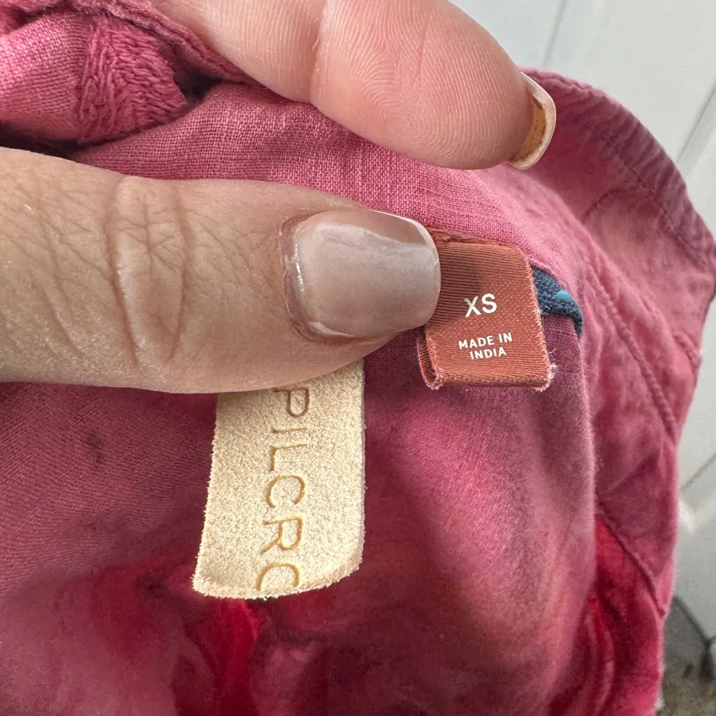 PILCRO ANTHROPOLOGIE The Cate‎ Classic Buttondown Space Dye Pink Embroidery XS - Image 7