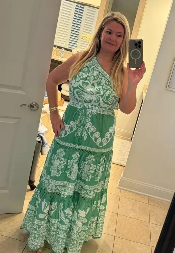 FARM RIO Green Sweet Garden Maxi Dress M - Image 6