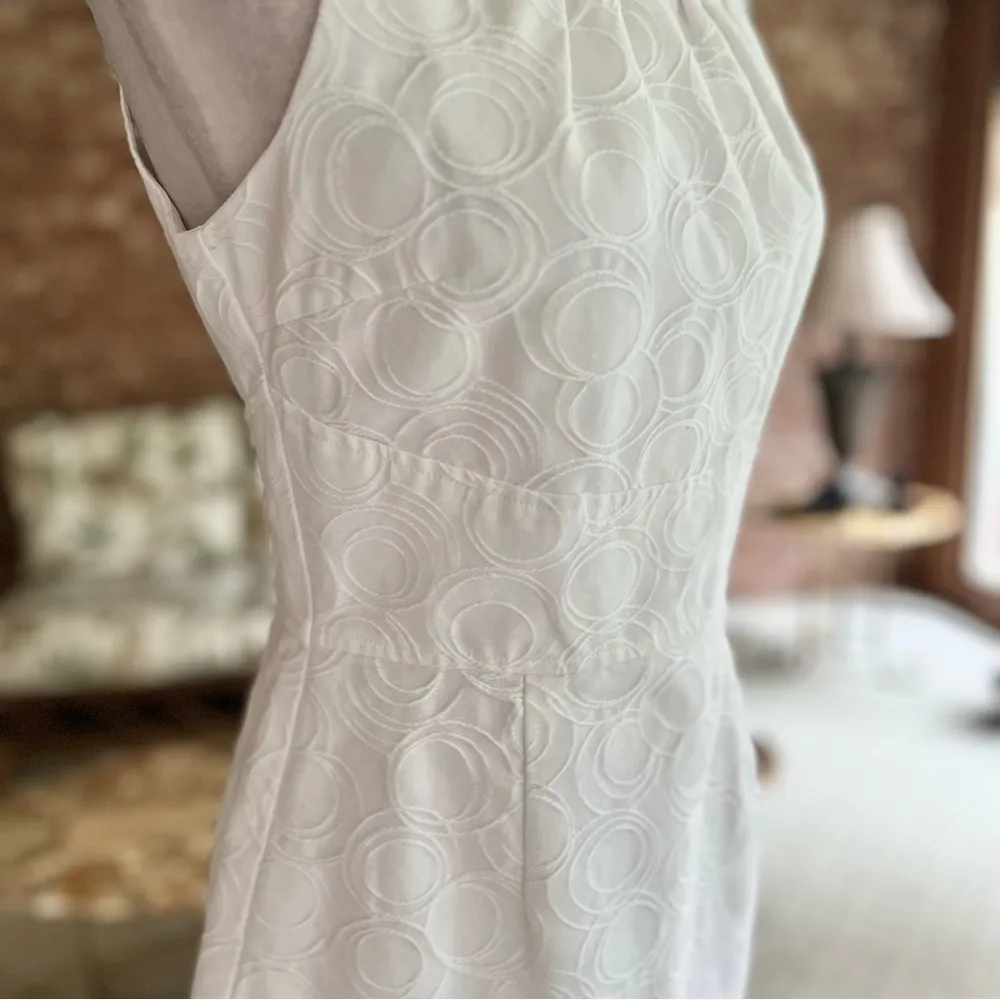 WHBM Dress Mini Textured Pintuck Neck Sleeveless White 6 Cocktail Brunch - Image 14