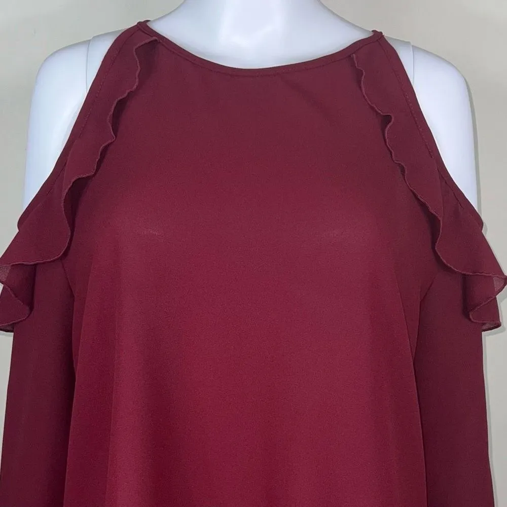 Haptics Cold Shoulder Long Sleeve‎ Blouse Red Size 3X - Image 2