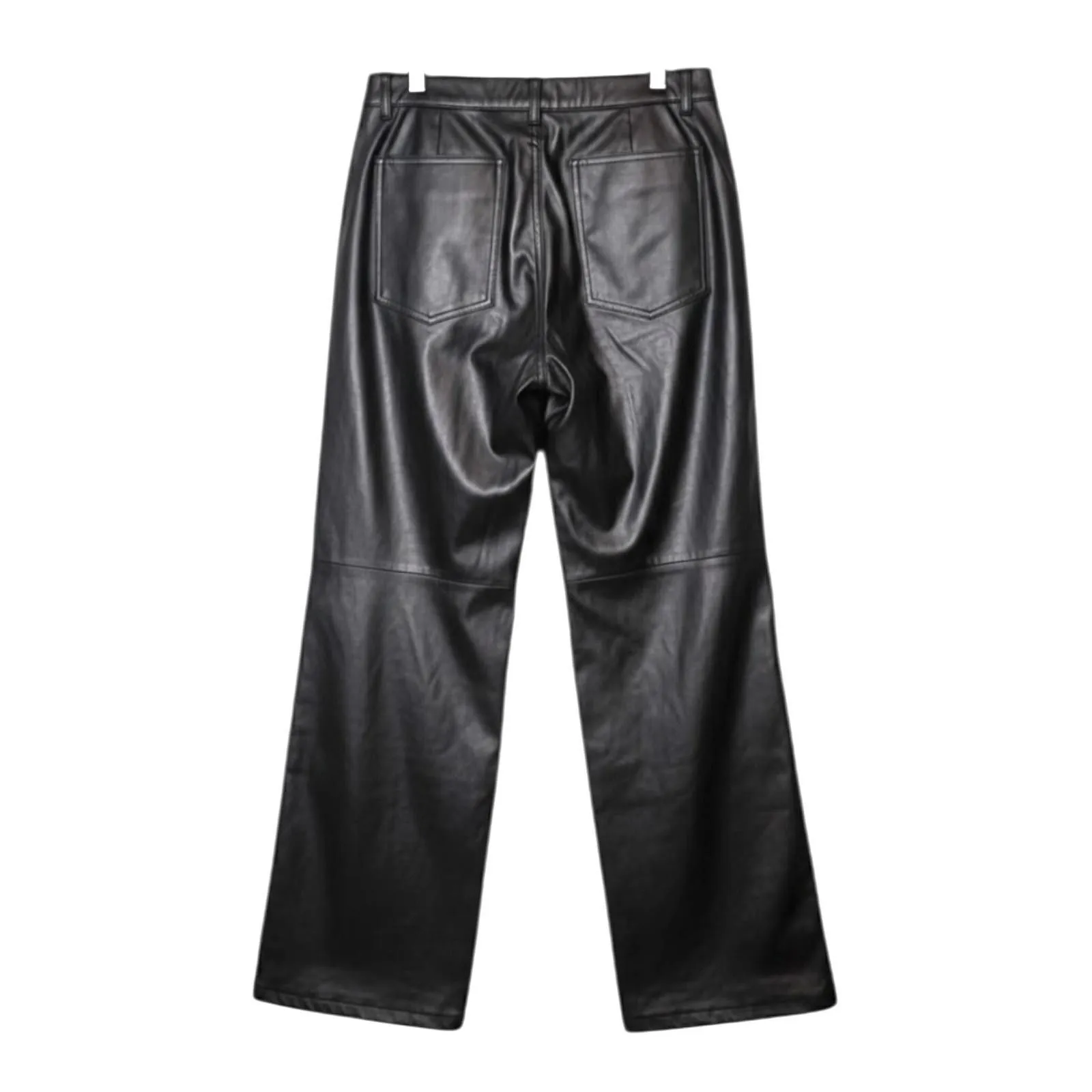 PrettyLittleThing Pants Womens 4 Black Faux Leather High Rise Straight Leg - Image 4