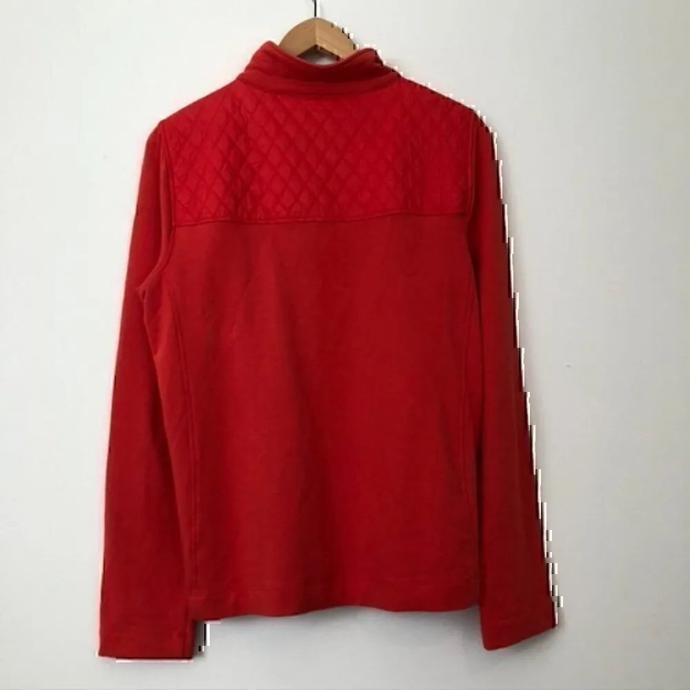 TALBOTS Red Quilted 1/4 Zip Cotton Fall Sweatshirt Pullover Pima Cotton Blend - Image 8
