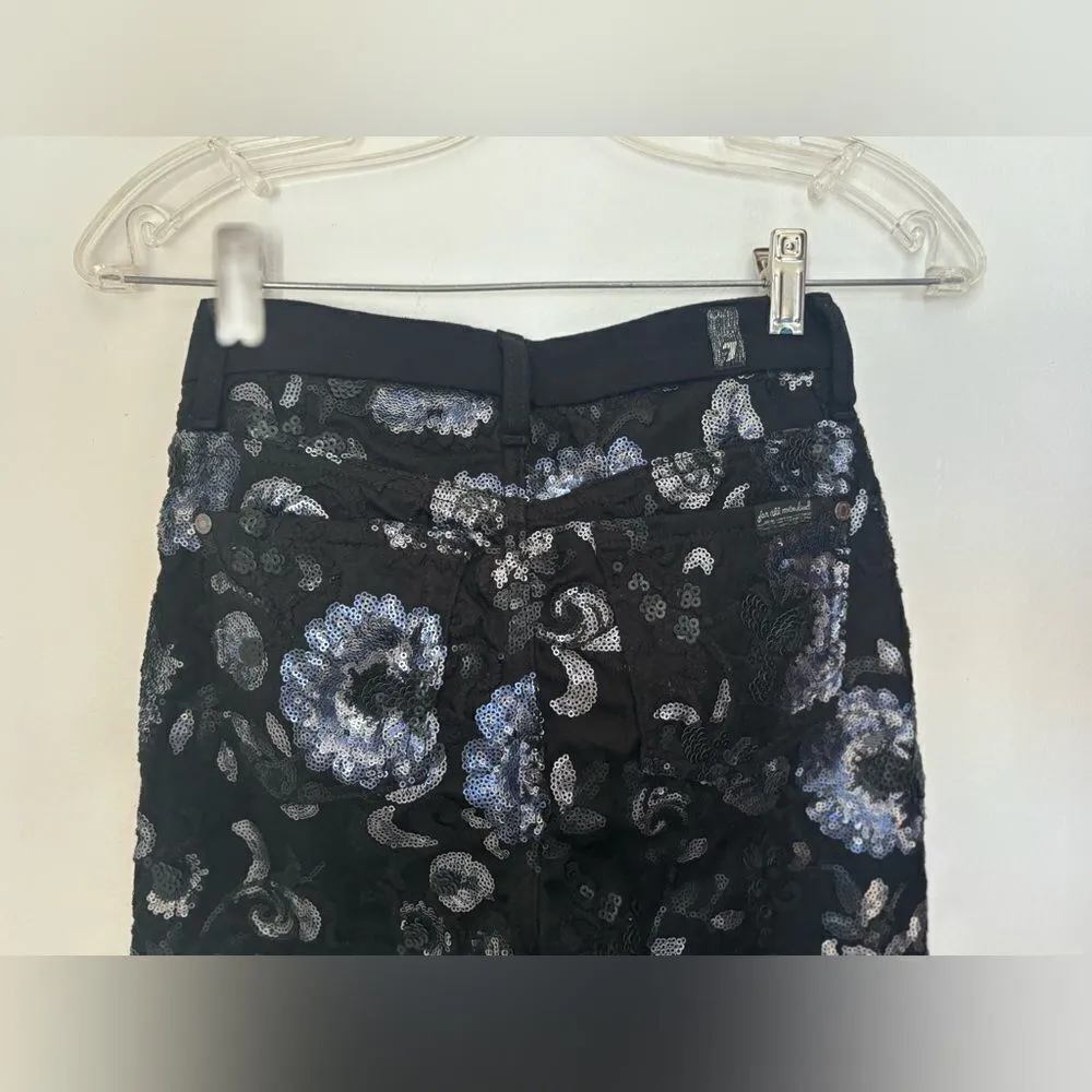 7 for All Mankind blue and black sequin jeans size 25 - Image 9