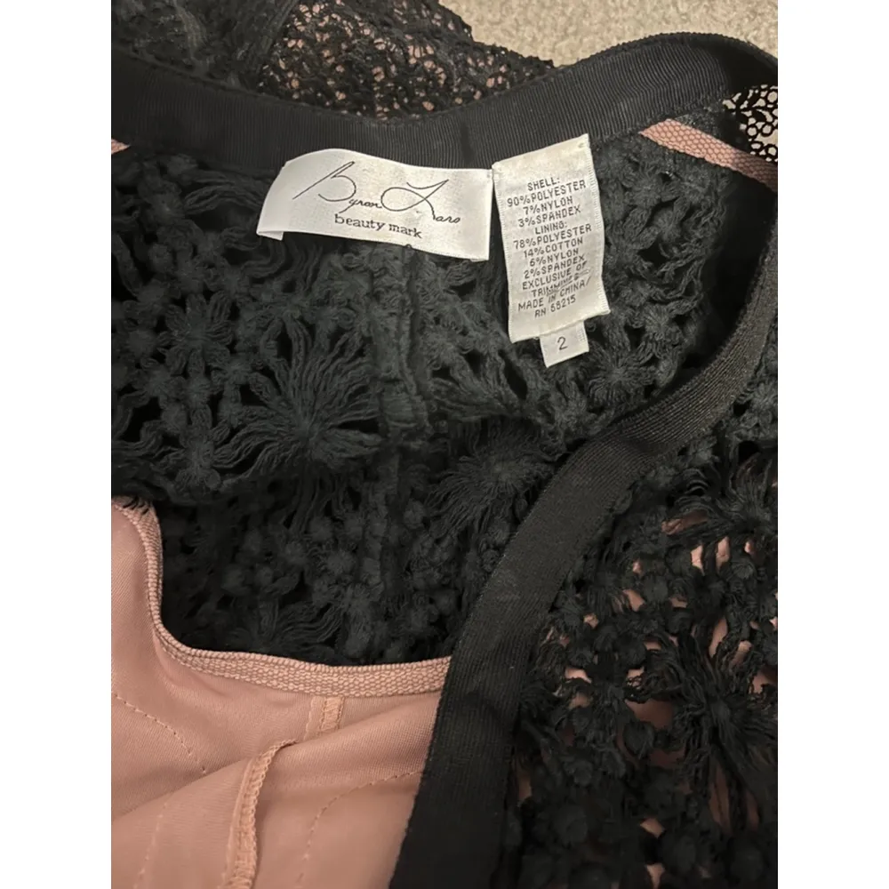 Byron Lars beauty mark Black sheath gothic chantilly lace Victorian dress Size 2 - Image 3