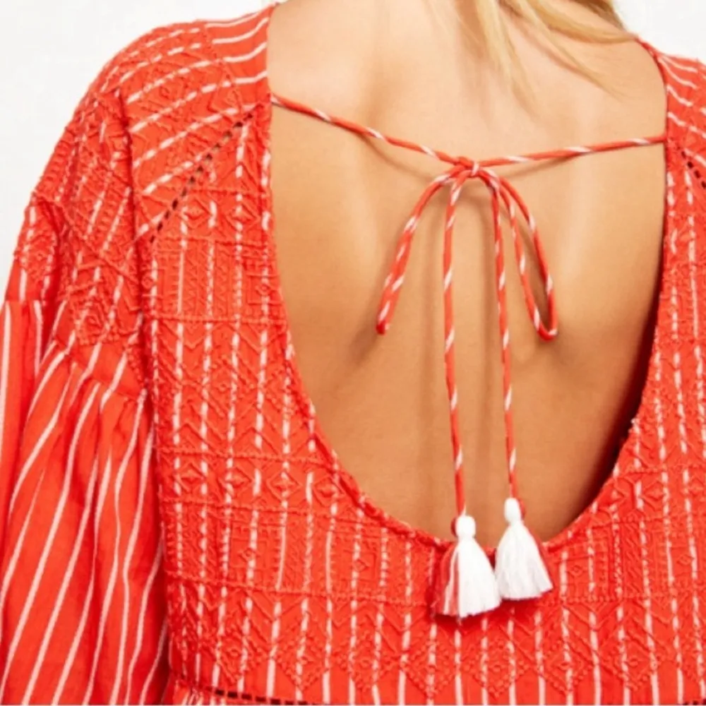 NWT Free People Lola Embroidered Mini Dress, Capri Orange, Size XS - Image 4