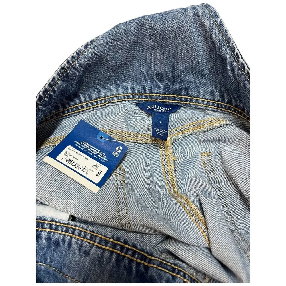 New Arizona Overalls Jumper Wiskering Y2K 90s Dress Denim Jean Blue S - Image 7