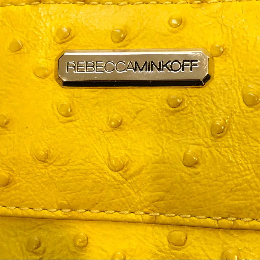 Rebecca Minkoff Yellow Ostrich Leather Crossbody Bag Clutch - Image 4