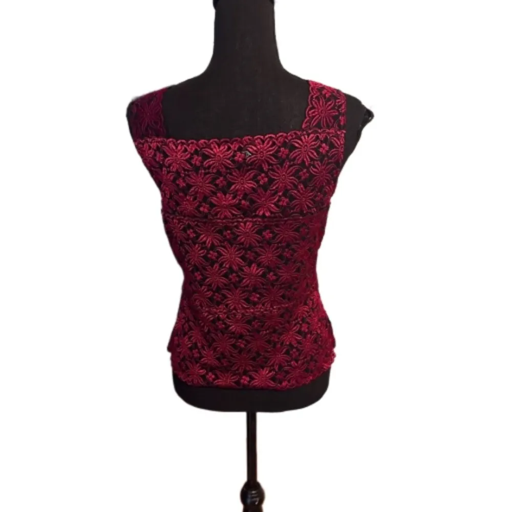 Lace Tank Top Deep Red - Image 3