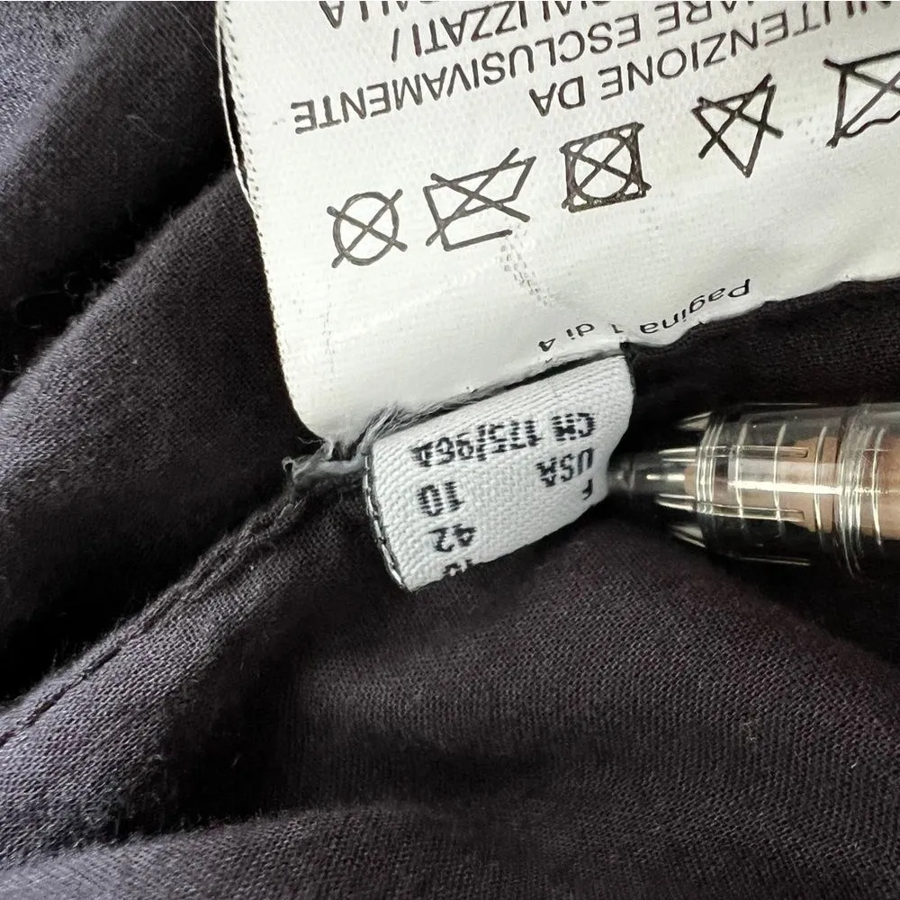 Pinko 100% Lamb Leather Black Collared Snap Button Moto Jacket Women’s 10 - Image 7