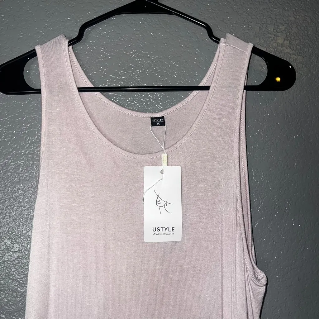 USTYLE Sleeveless Tank Dress Women’s Medium – Light Pink Casual Flowy Sundress - Image 2
