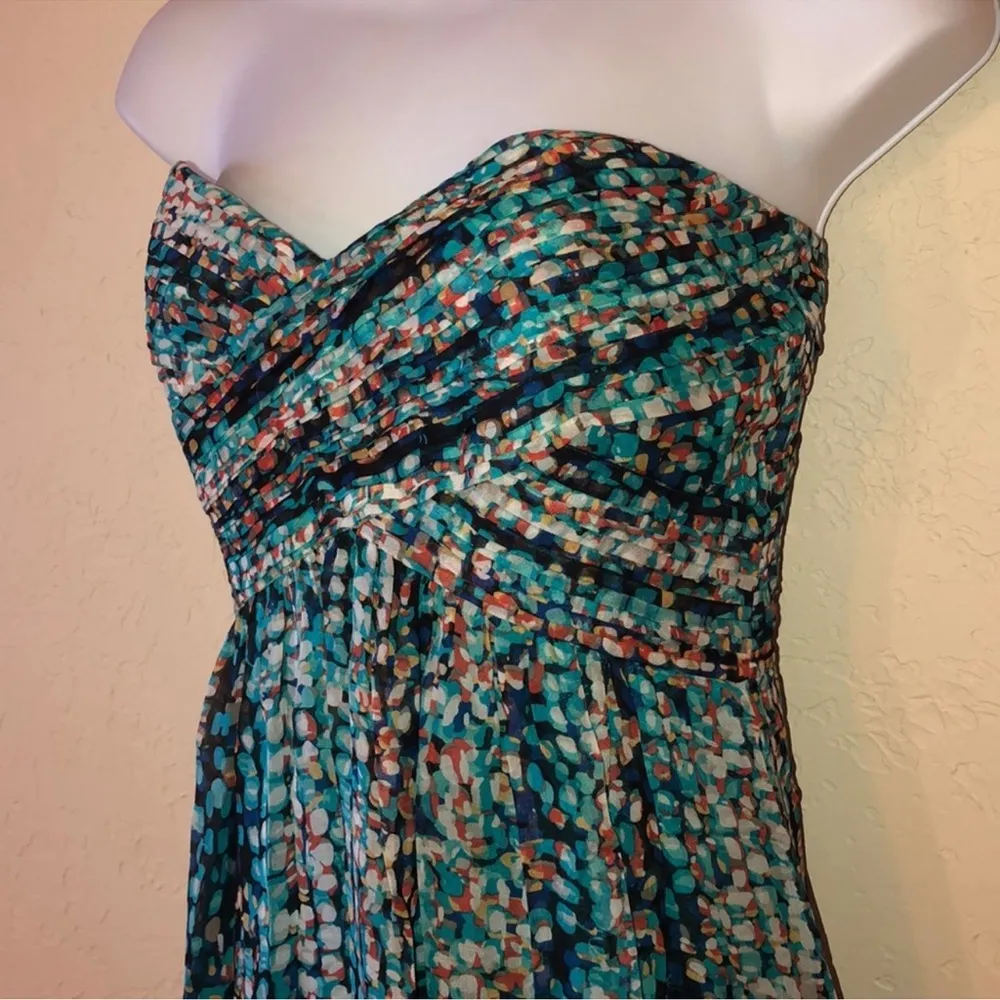 LAUNDRY by Shelli Segal Silk Maxi Gown Bermuda Blue Abstract Print Sz 0 NWOT - Image 3