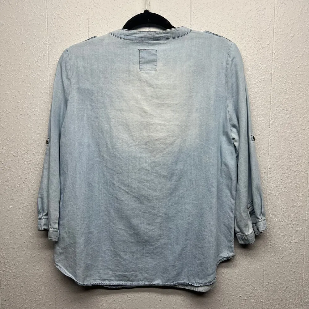 DAL Sun Washed Western Cottagecore Cowgirl Cotton Womens Henley Shirt Size Large - Image 6