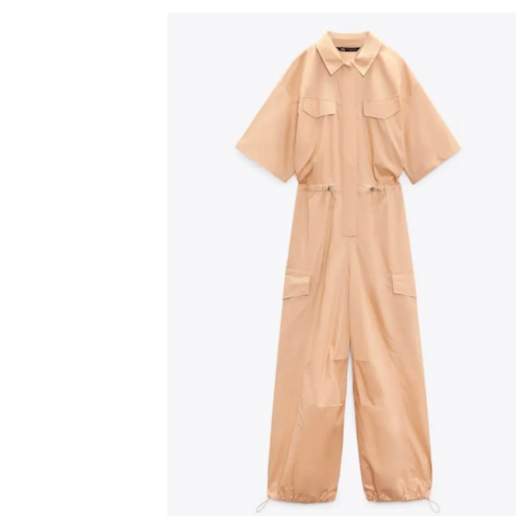 NWOT Zara Gabardine Utility Bob Cargo Relax Fit Jumpsuit Bloggers Fav - Image 9