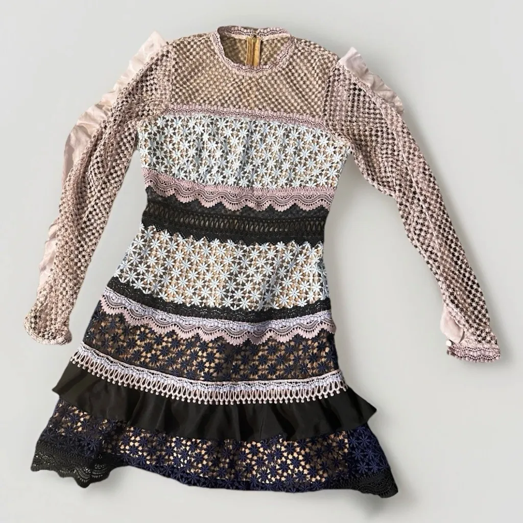 Self Portrait Bellis Mini Dress Lace Ruffle Floral Embroidery Eyelet Feminine 6 - Image 10