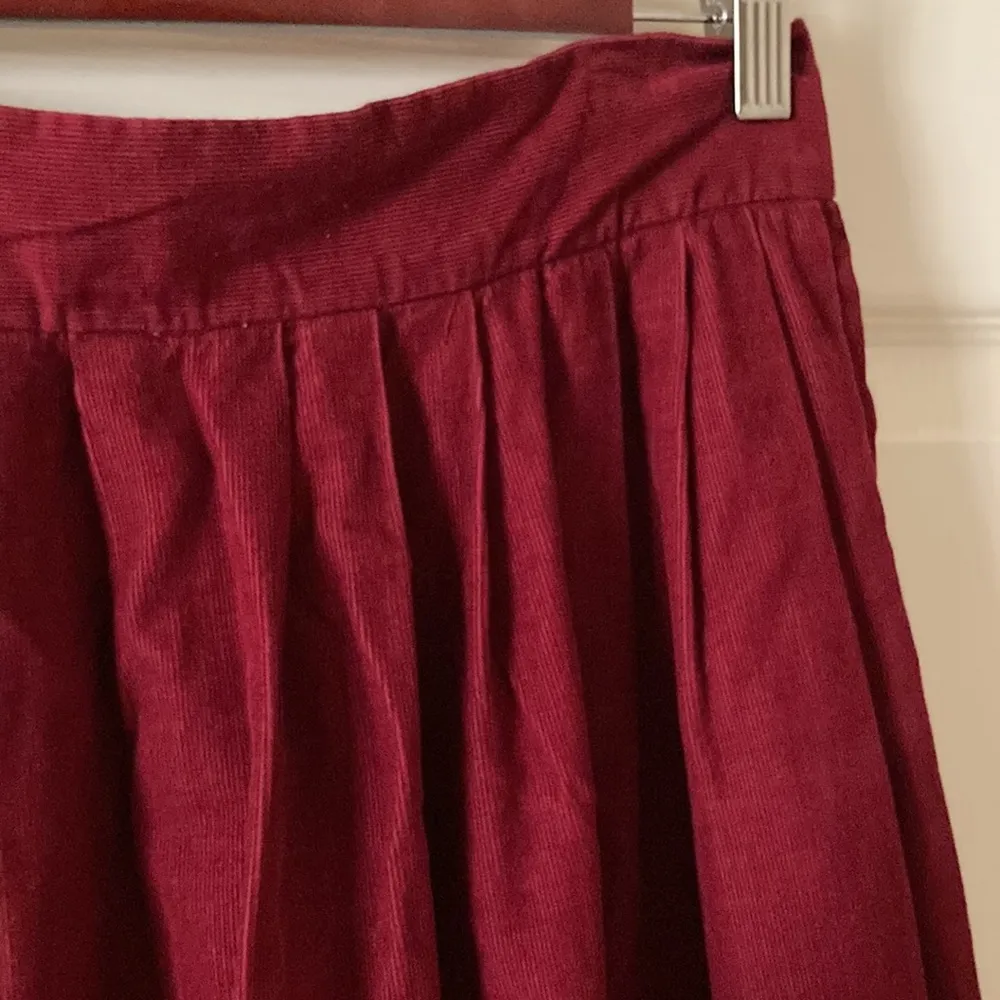 Vintage 1970s Corduroy Long Midi Maxi Skirt with Buttons Retro Boho Western Red Size 14 - Image 3