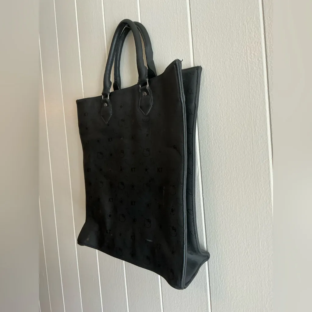 HTF Rare Vintage Sanrio Y2K Hello Kitty Black Print Large Tote Bag Handbag - Image 2