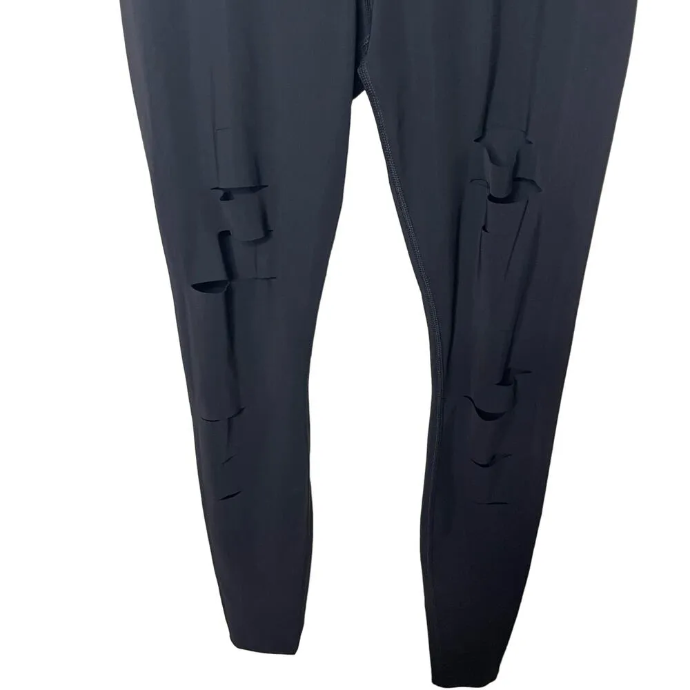 ALO Yoga Pants High-Waist Ripped Warrior Legging Black Womens M - Image 5