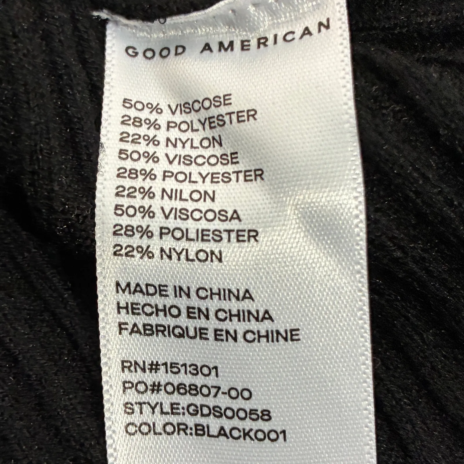 Good American Ribbed Knit Belted Midi Dress Womens S/M Black Bodycon V-Neck Long - Image 7