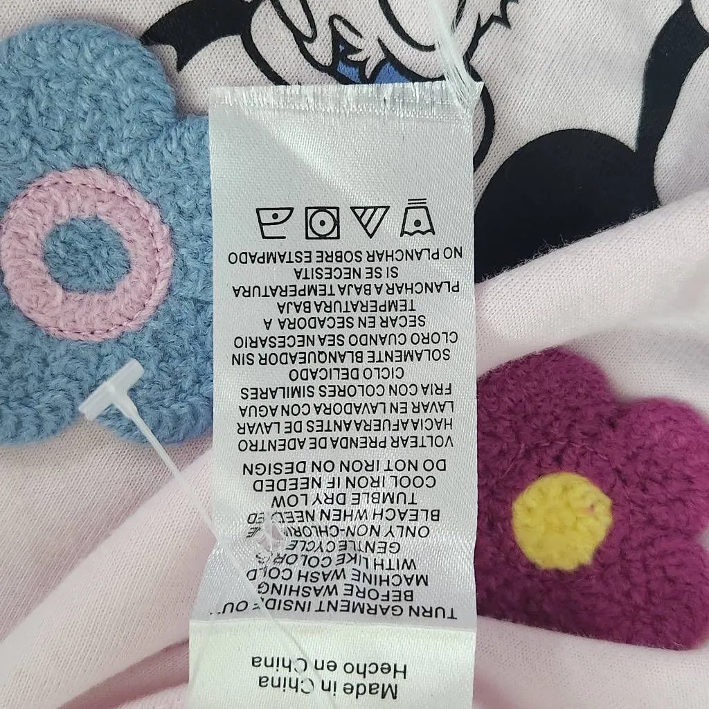 Disney Pink Mickey and Friends Tee with Crochet Flowers NWT Size Small - Image 9