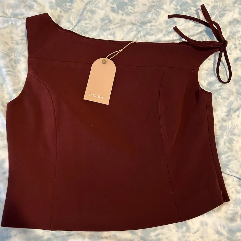Meshki Ramsey Suiting Off Shoulder Top Plum - Image 5