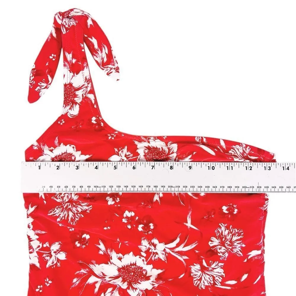 Nip Tuck Swimwear Vinyasa Red Floral One Shoulder One Piece Swimsuit Size US 8 - Image 4