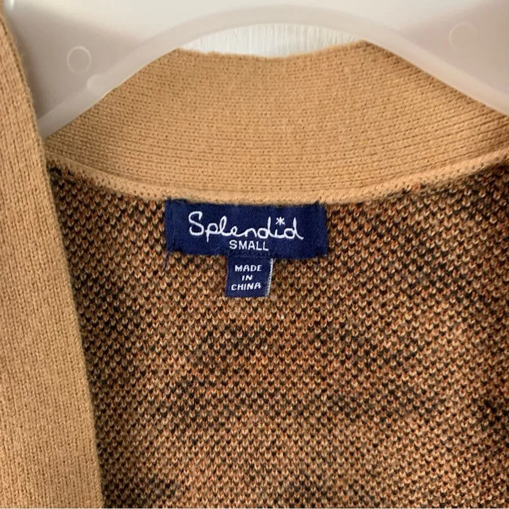 Splendid Cardigan Cheetah Animal Print Open Front Long Sleeve Knit Brown - Image 3