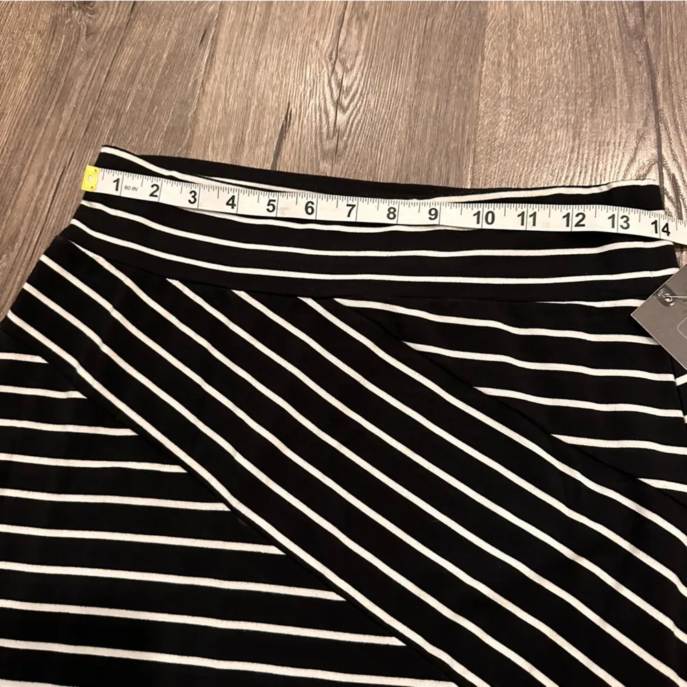 NEW NWT Mossimo Women’s Black Breton Striped Maxi Skirt Side Slit Sz S Nautical - Image 9