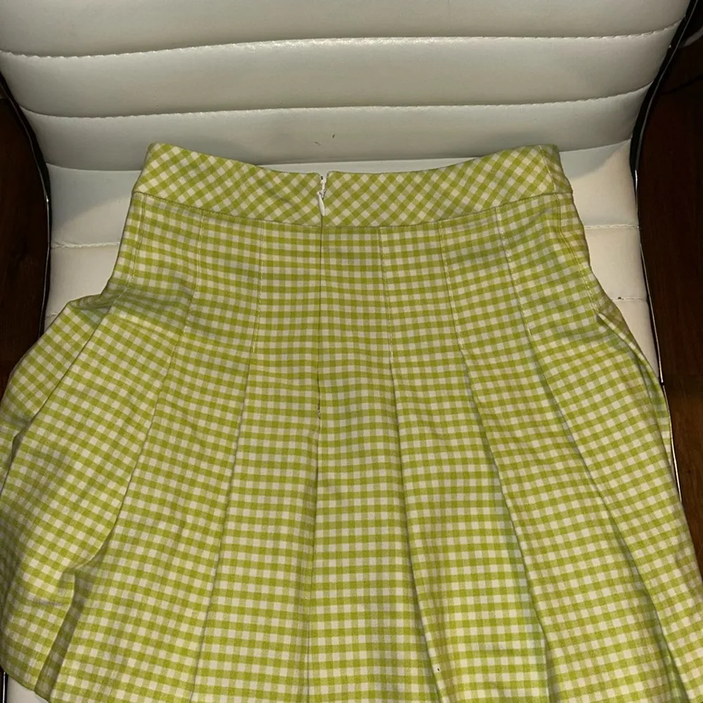 Sunday Best green and white plaid pleated skirt Size XS - Image 3