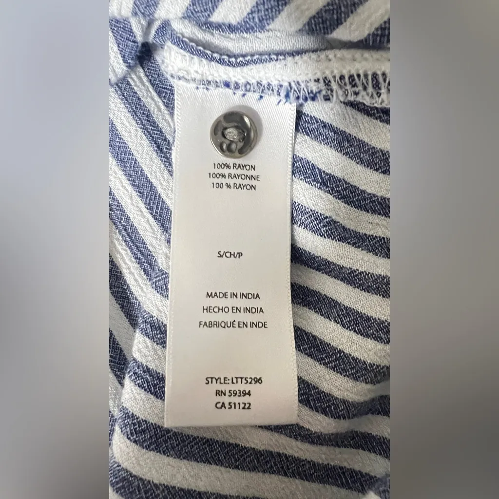 beachlunchlounge Blue and White Striped Button Down Shirt - Image 4