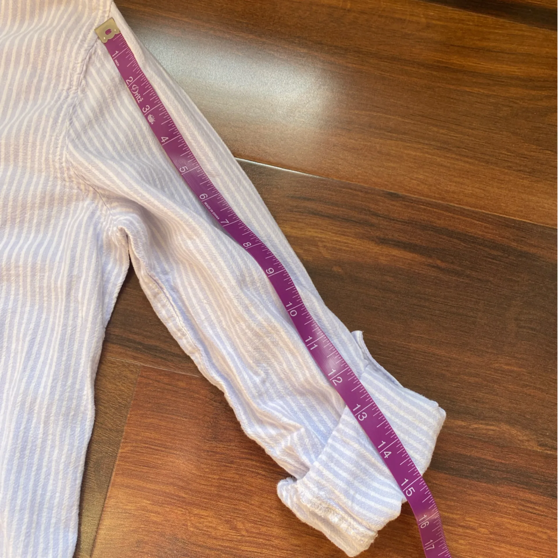 Sigrid Olsen Linen Blend Roll Sleeve Button Down Striped Shirt - Image 7