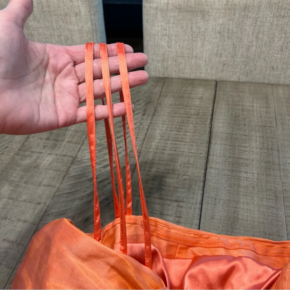 BEBE Vintage Vanna style coral mini cocktail dress - Image 8