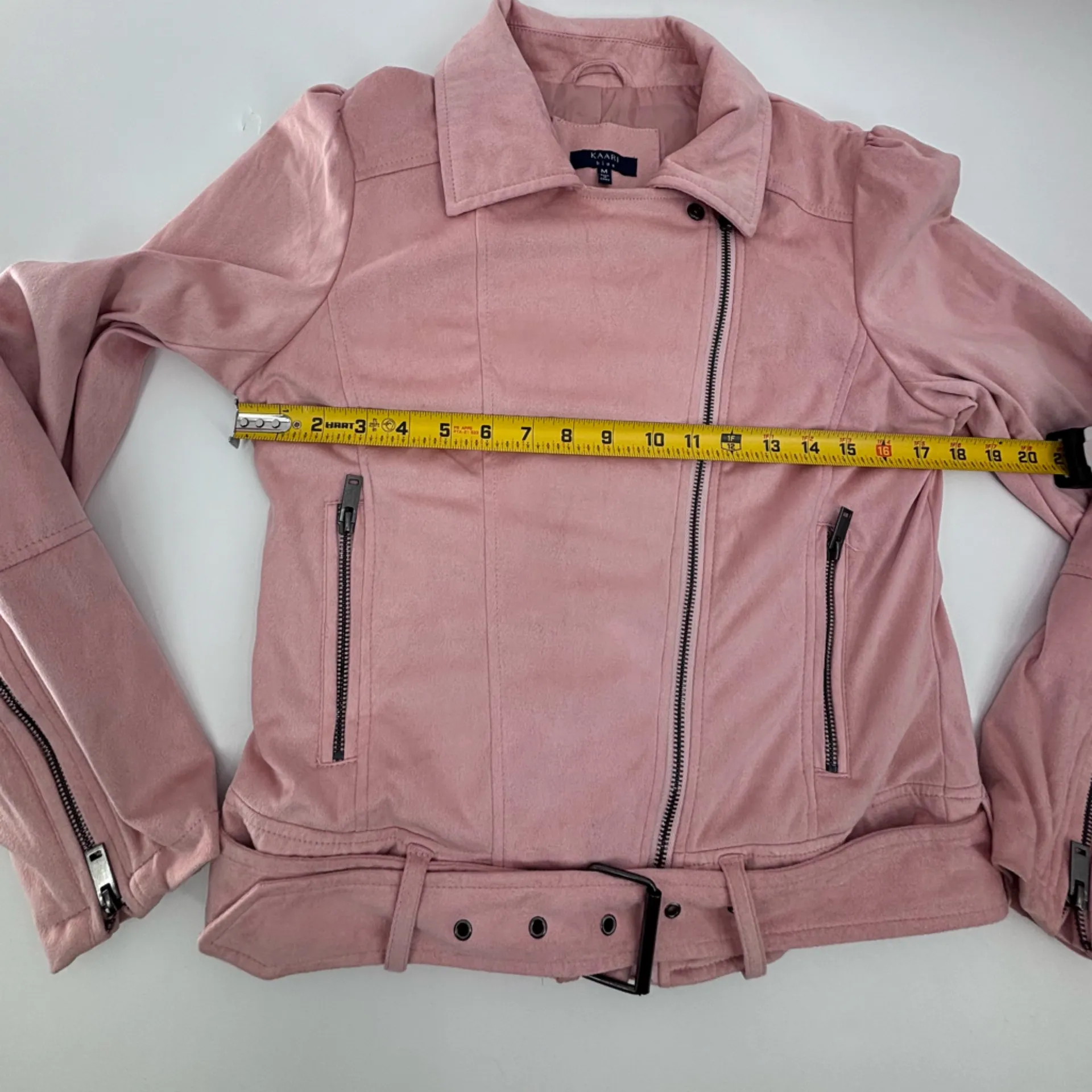 Kaari Blue Light Pink Leather Jacket - Image 6
