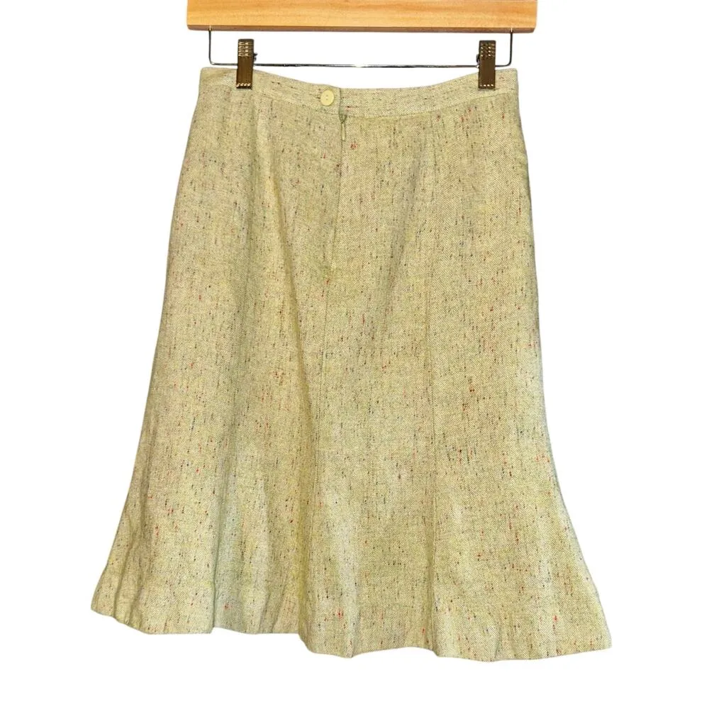 Vintage Idea Wool Blend Tweed Green Skirt Women 4 Warm Preppy Librarian Academia - Image 2