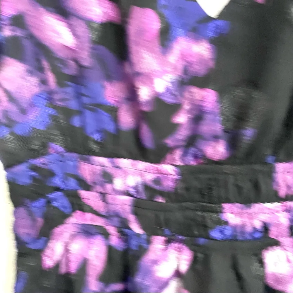 NWT Lucy Paris Womens Dress Claire Purple Black Midi Tiered V Neck Size XS - Image 9