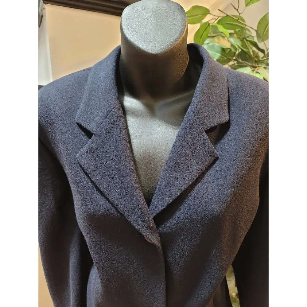 Josephine Chaus 2 Piece Blazer & Skrit Suit Womens 12 Blue 100% Wool Long Sleeve - Image 12