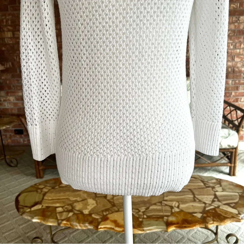 Talbots Sweater Open Knit Long Sleeve Round Neck XS Shimmer Casual Preppy Office - Image 12