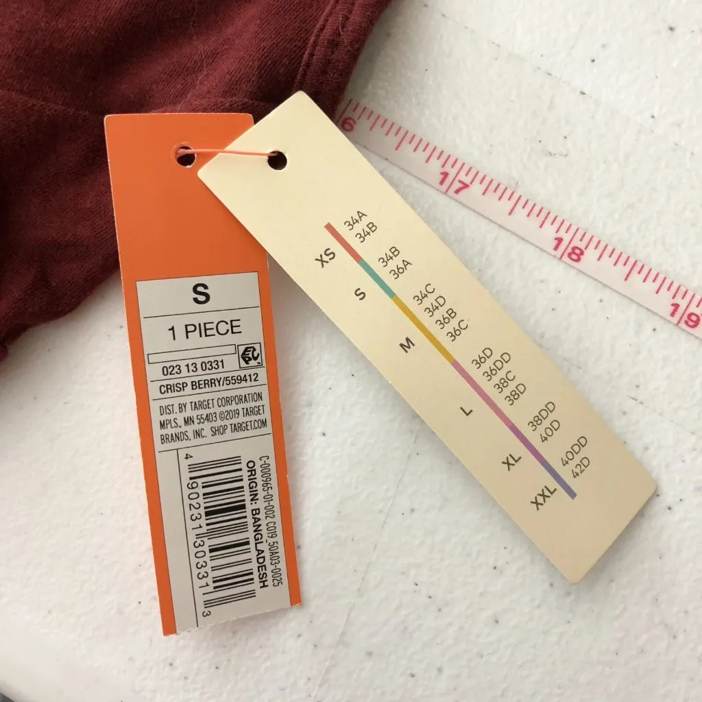 Colsie Bralette Racerback Longline Cotton Blend Burgundy S Red - Image 3