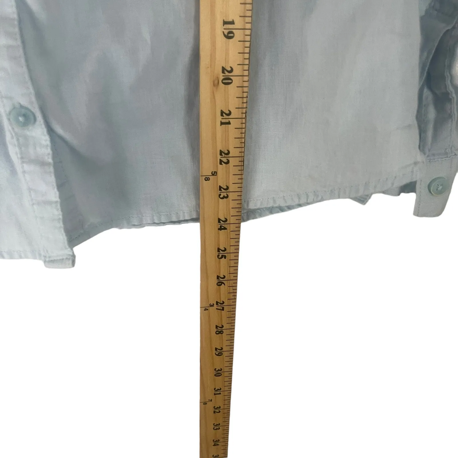 Columbia Women‎ Size Small Baby Light Blue Linen Blend Long Sleeve Top - Image 9