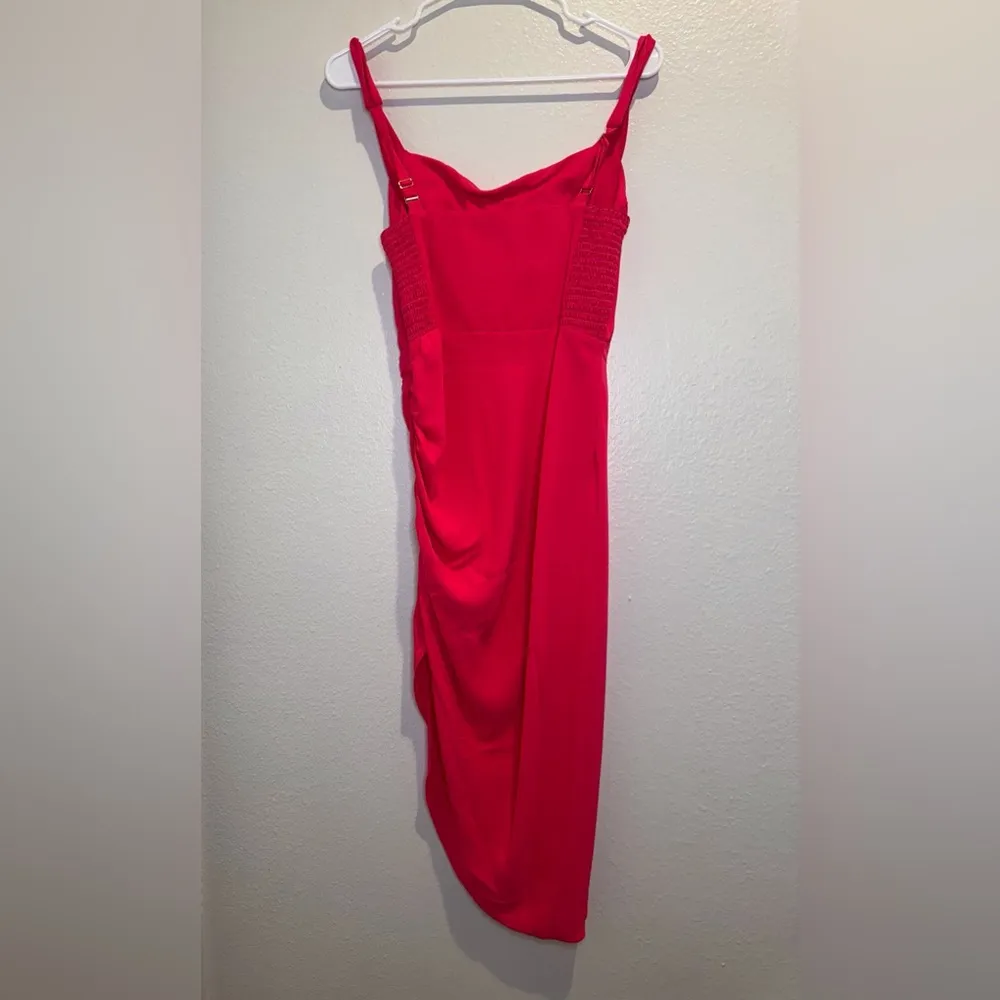 Amanda‎ Uprichard Pink Cowl Neck Ruched Asymmetrical Hem Dress Size S - Image 3