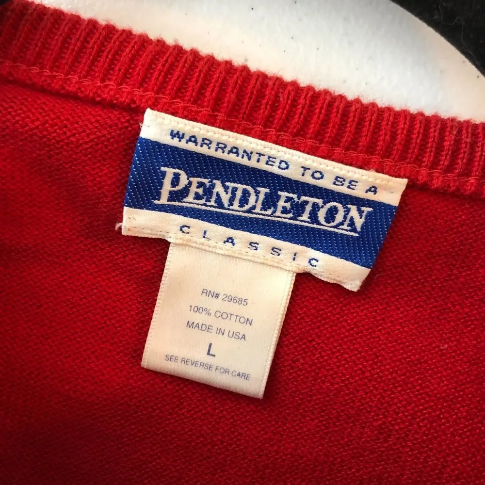 Pendleton Womens Sweater Classic Crew Neck Cotton Short Sleeve Pullover Red L - Image 3