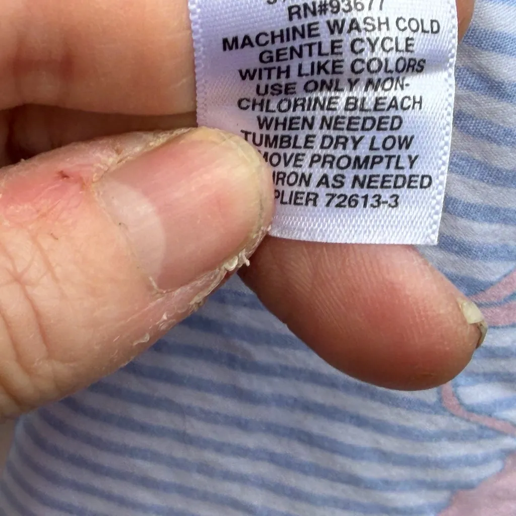 Belle Sky Pop Over top Floral Striped 3/4 sleeves with ties on end hi-lo size M - Image 7